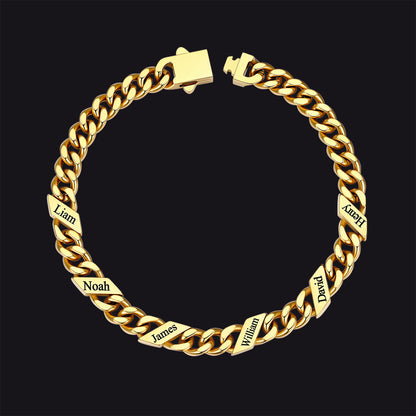 Custom Engraved Name Cuban Chain Bracelet for 7/9/12mm Width