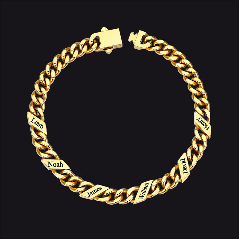 Custom Engraved Name Cuban Chain Bracelet for 7/9/12mm Width