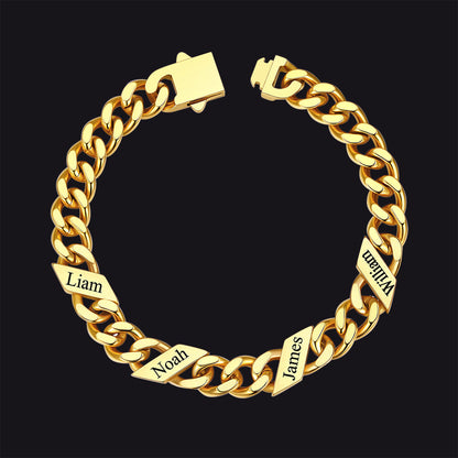 Custom Engraved Name Cuban Chain Bracelet for 7/9/12mm Width