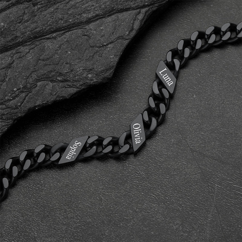Custom Engraved Name Cuban Link Chain Bracelet for