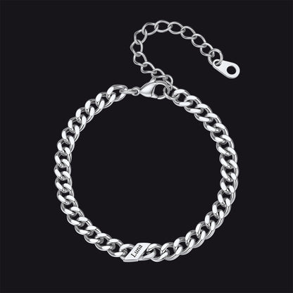 Custom Engraved Name Cuban Link Chain Bracelet for