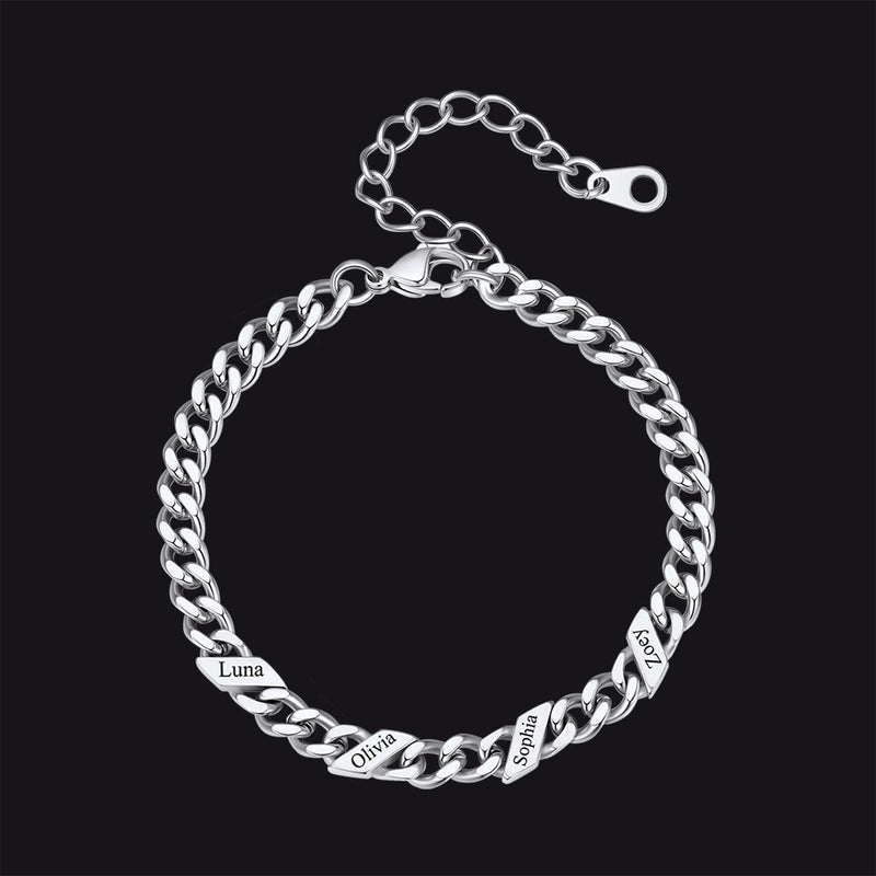 Custom Engraved Name Cuban Link Chain Bracelet for