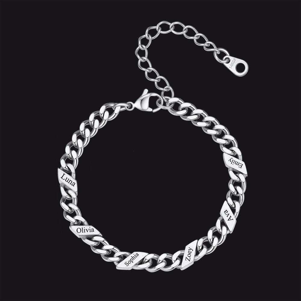 Custom Engraved Name Cuban Link Chain Bracelet for