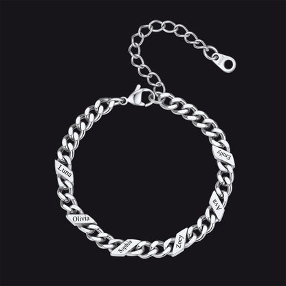 Custom Engraved Name Cuban Link Chain Bracelet for