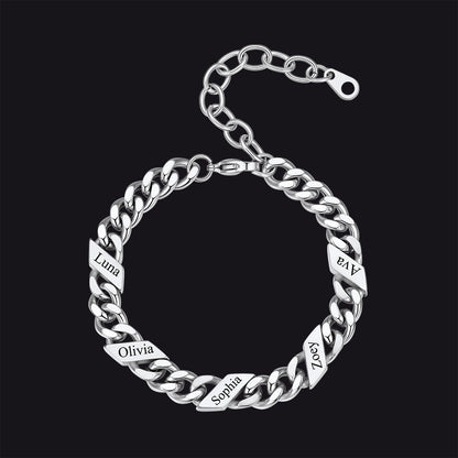 Custom Engraved Name Cuban Link Chain Bracelet for