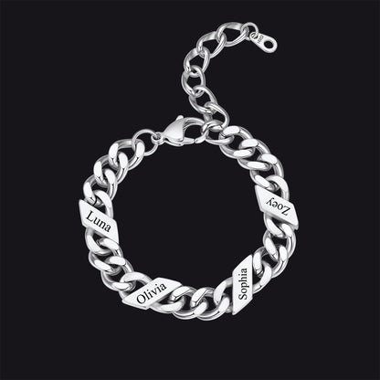 Custom Engraved Name Cuban Link Chain Bracelet for