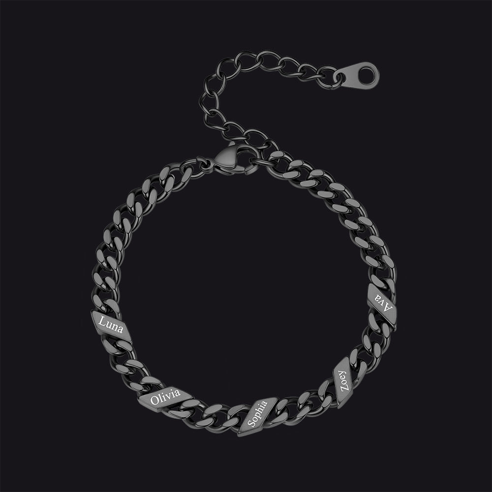 Custom Engraved Name Cuban Link Chain Bracelet for