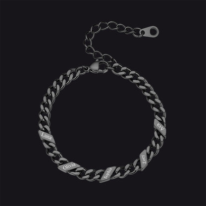 Custom Engraved Name Cuban Link Chain Bracelet for