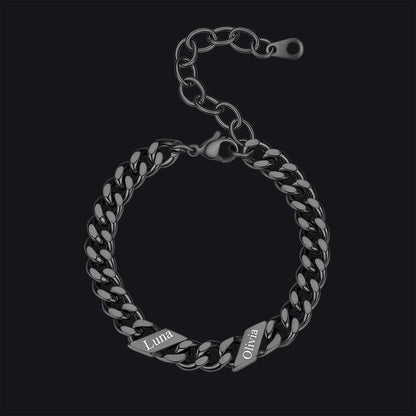 Custom Engraved Name Cuban Link Chain Bracelet for