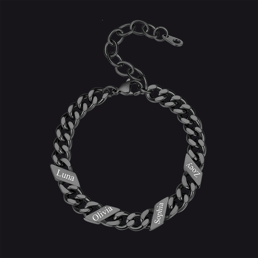 Custom Engraved Name Cuban Link Chain Bracelet for