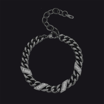 Custom Engraved Name Cuban Link Chain Bracelet for