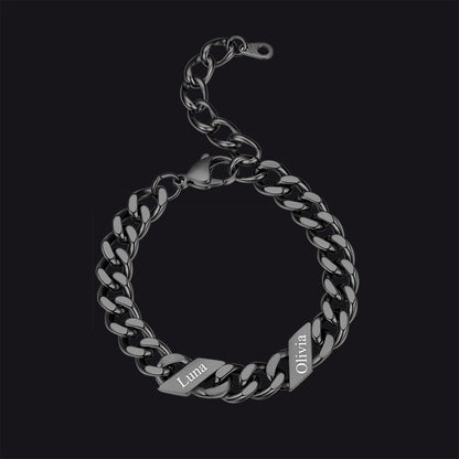 Custom Engraved Name Cuban Link Chain Bracelet for