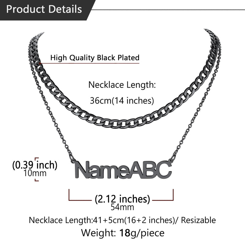 Cuban Chain & Personalized Name Layered Necklaces Set for