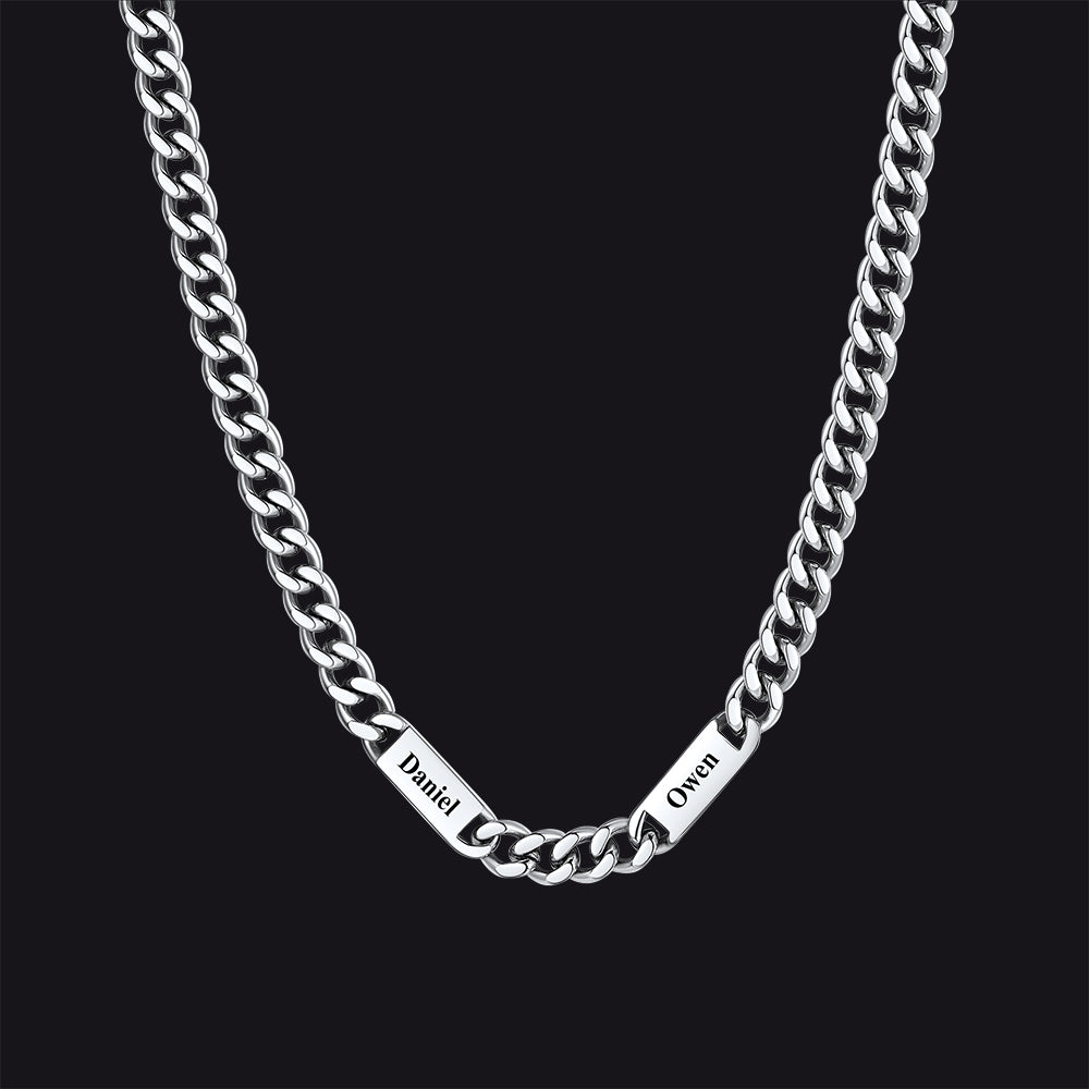 Customized Engraved Cuban Chain Name Link Necklace for