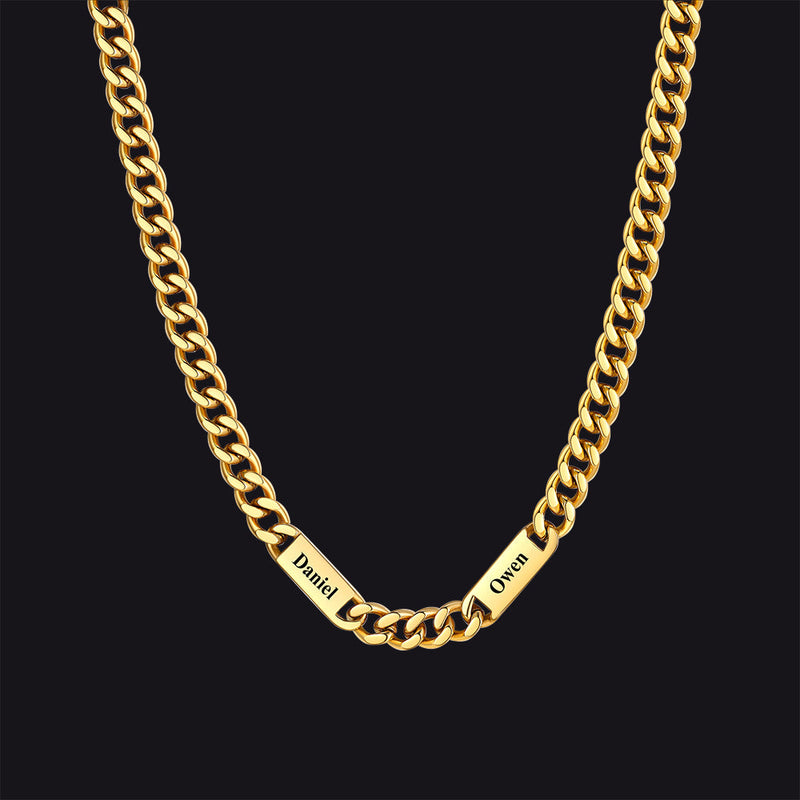 Customized Engraved Cuban Chain Name Link Necklace for