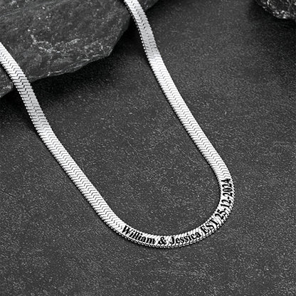 Customized Engraved Herringbone Snake Chain Choker Necklace for
