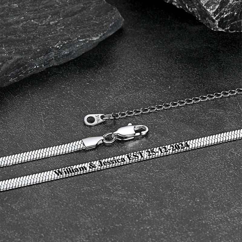 Customized Engraved Herringbone Snake Chain Choker Necklace for