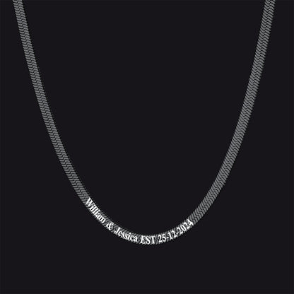 Customized Engraved Herringbone Snake Chain Choker Necklace for