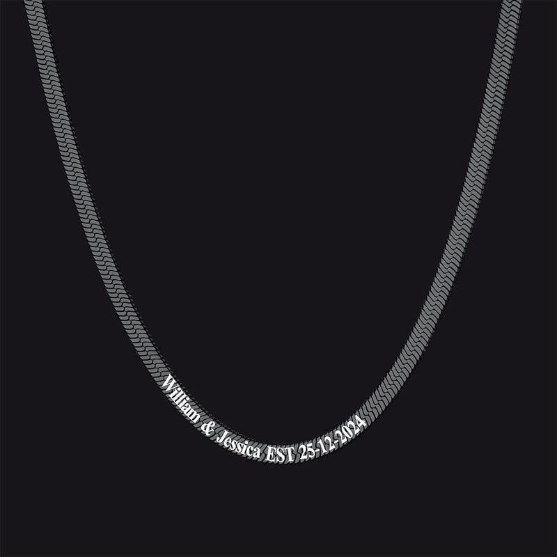Customized Engraved Herringbone Snake Chain Choker Necklace for