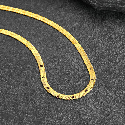 Customized Engraved Herringbone Snake Chain Choker Necklace for
