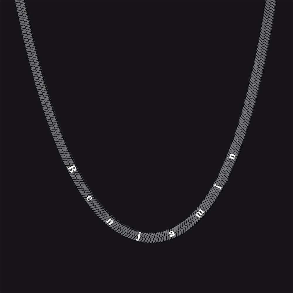 Customized Engraved Herringbone Snake Chain Choker Necklace for