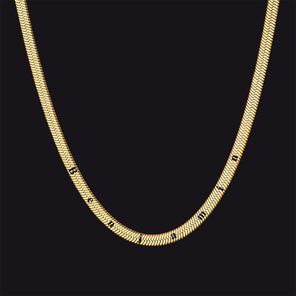 Customized Engraved Herringbone Snake Chain Choker Necklace for