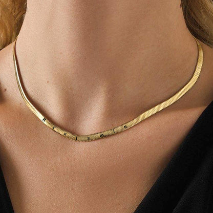 Customized Engraved Herringbone Snake Chain Choker Necklace for
