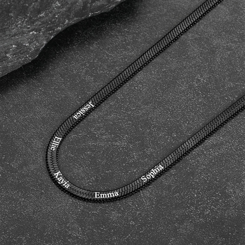 Customized Engraved Name Snake Chain Choker Necklace for