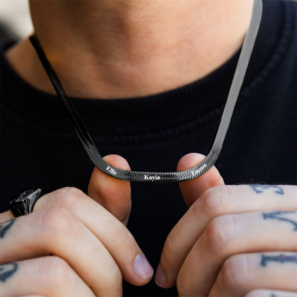 Customized Engraved Name Snake Chain Choker Necklace for