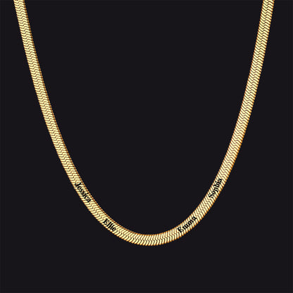 Customized Engraved Name Snake Chain Choker Necklace for