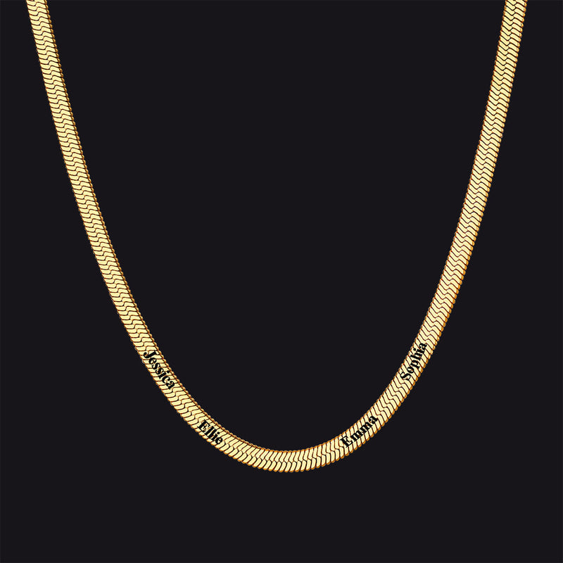 Customized Engraved Name Snake Chain Choker Necklace for
