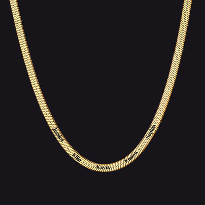 Customized Engraved Name Snake Chain Choker Necklace for