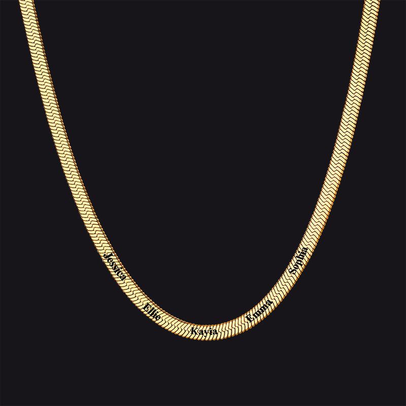 Customized Engraved Name Snake Chain Choker Necklace for