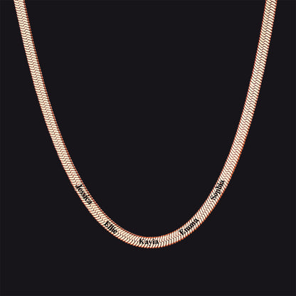 Customized Engraved Name Snake Chain Choker Necklace for