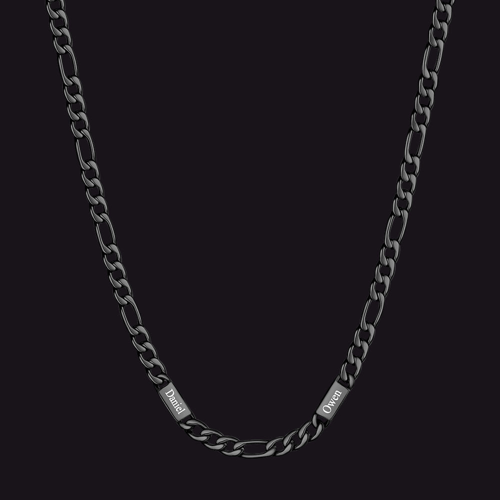 Customized Figaro Chain Engraved Name Necklace for Husband Gift