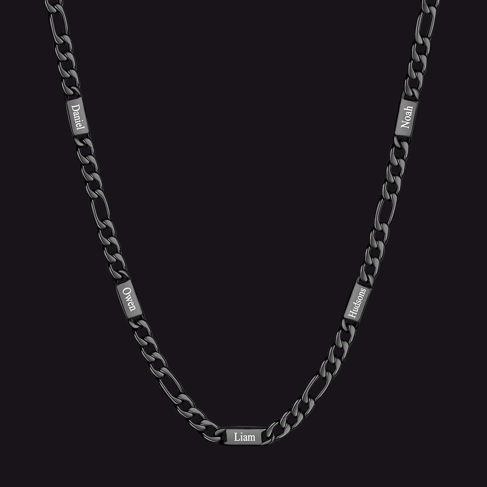 Customized Figaro Chain Engraved Name Necklace for Husband Gift