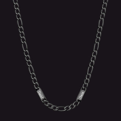 Customized Figaro Chain Engraved Name Necklace for Husband Gift