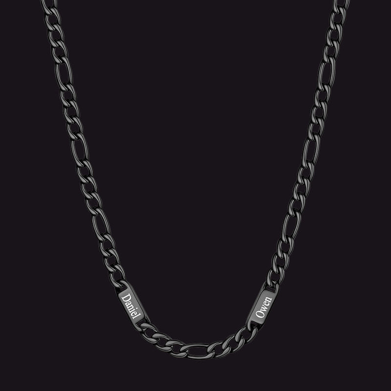 Customized Figaro Chain Engraved Name Necklace for Husband Gift