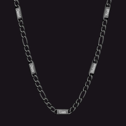 Customized Figaro Chain Engraved Name Necklace for Husband Gift