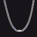 Customized Engraved Name Birthstone Cuban Chain Necklace for