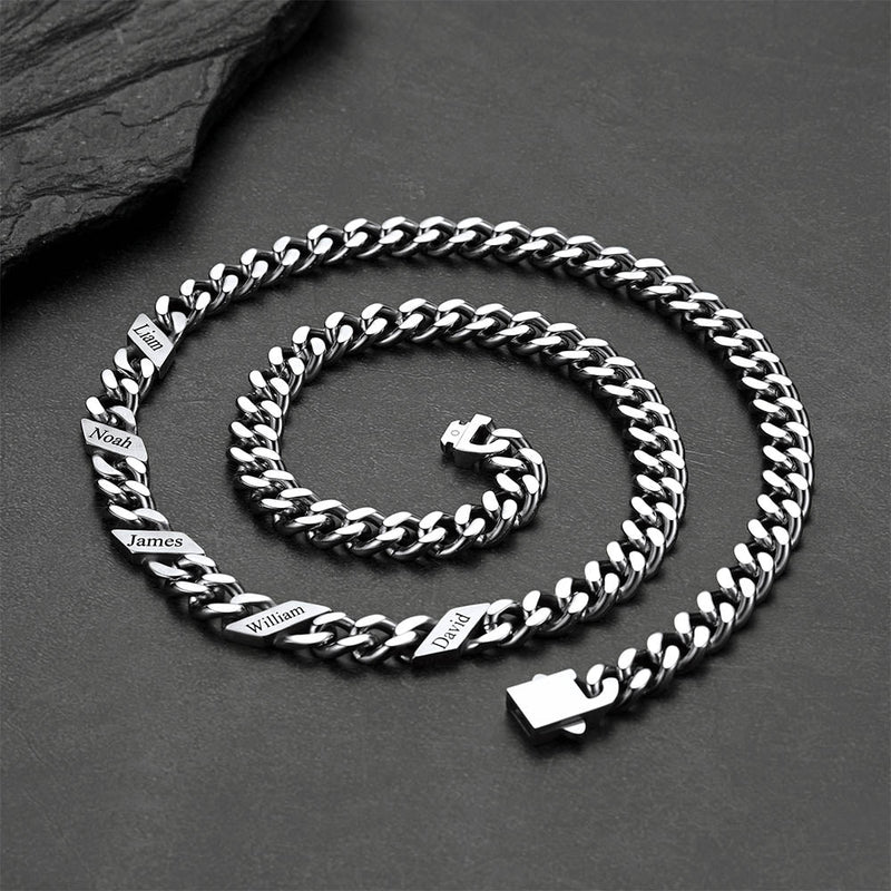 Customized Engraved Name Cuban Link Chain Necklace for , 7/9/12mm Width