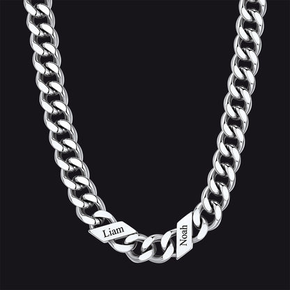 Customized Engraved Name Cuban Link Chain Necklace for , 7/9/12mm Width