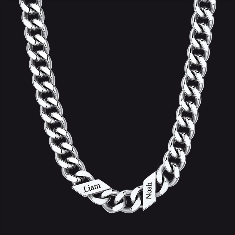 Customized Engraved Name Cuban Link Chain Necklace for , 7/9/12mm Width