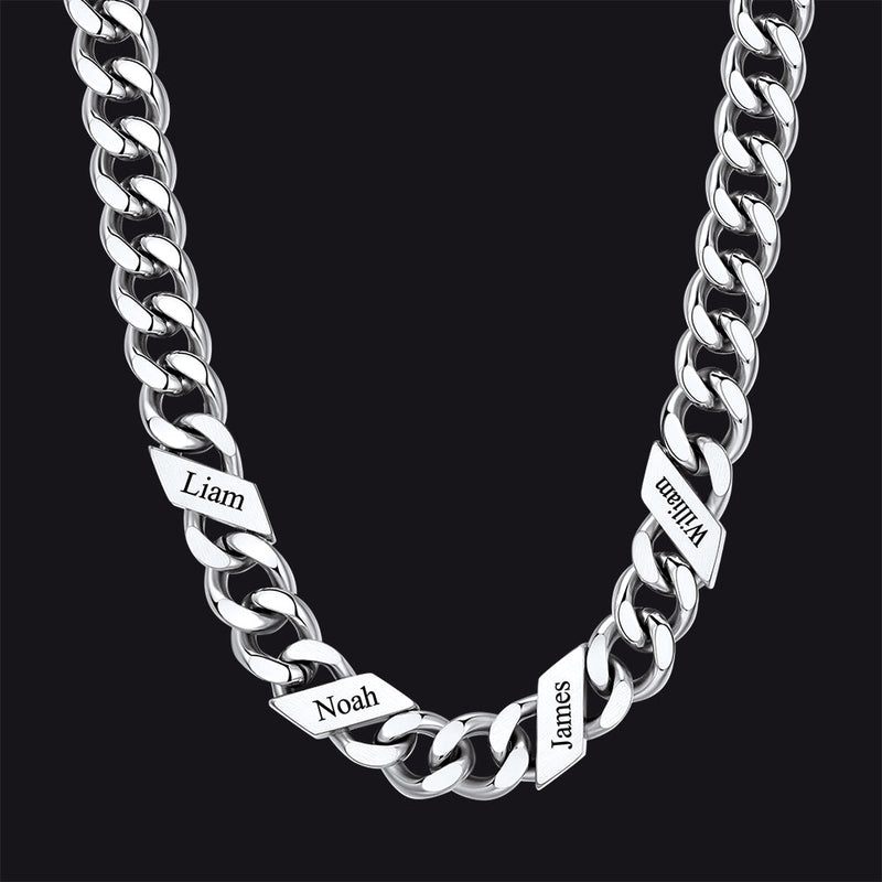 Customized Engraved Name Cuban Link Chain Necklace for , 7/9/12mm Width