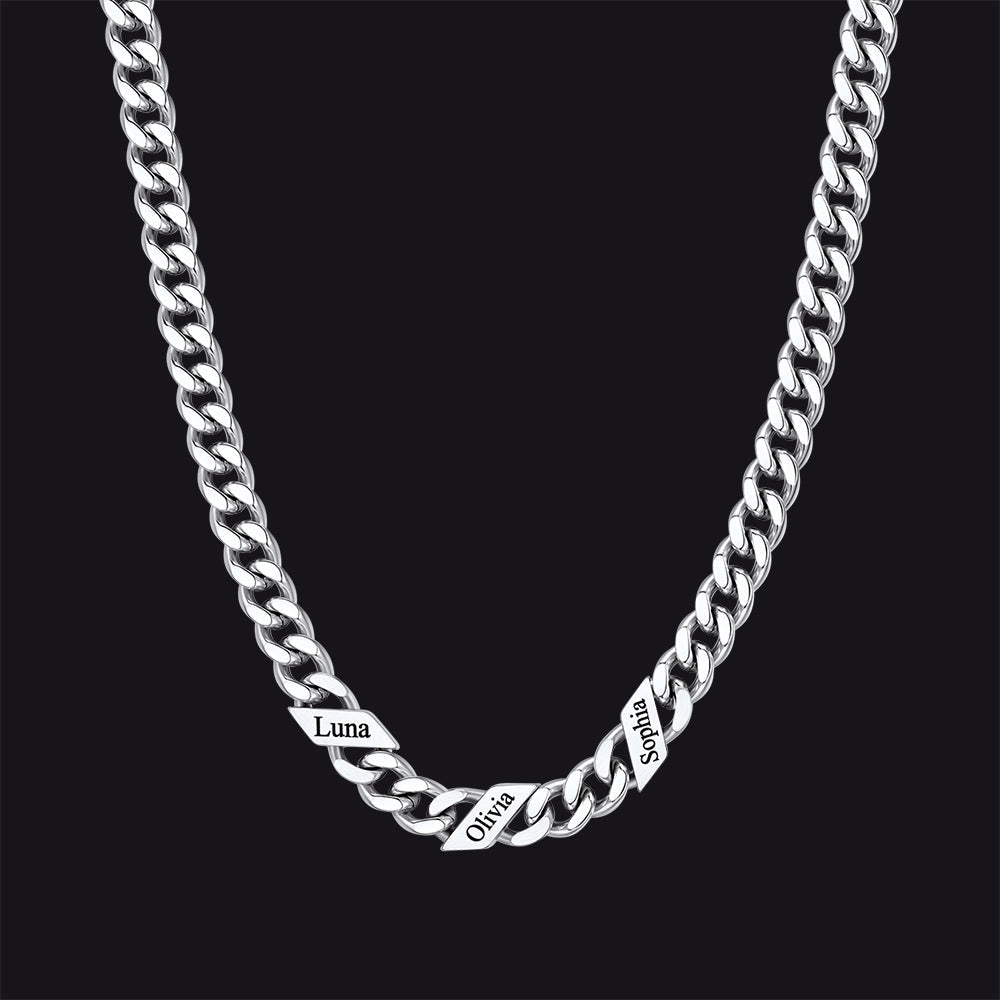 Customized Engraved Name Cuban Link Chain Necklace for , 7/9/12mm Width