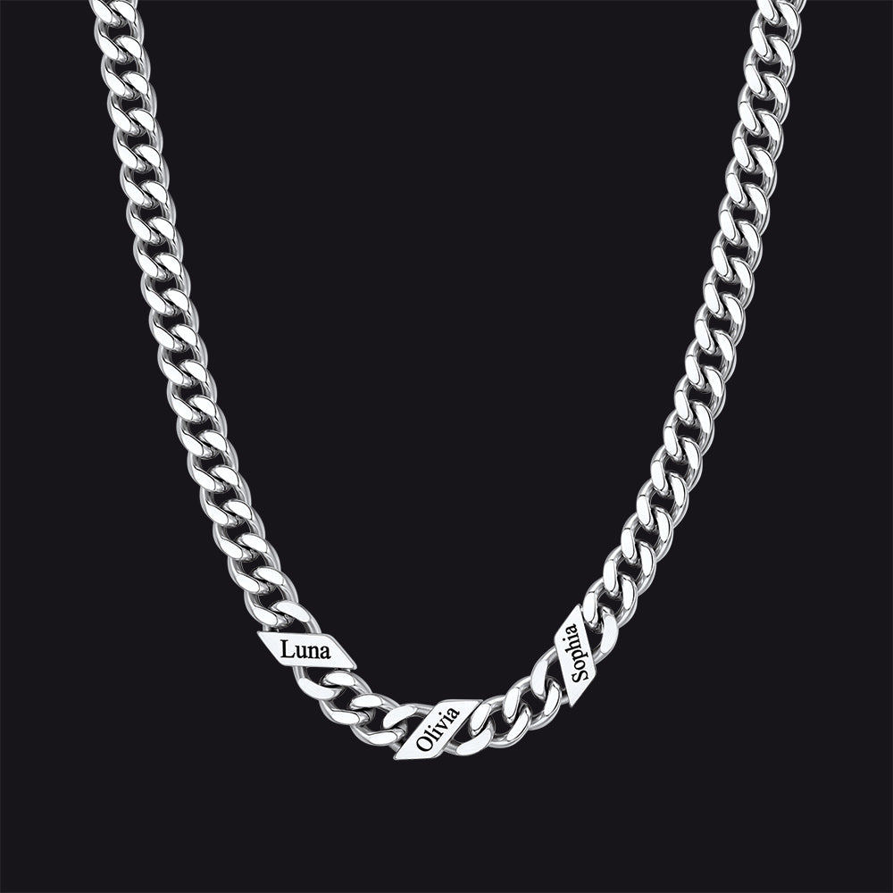 Customized Engraved Name Cuban Link Chain Necklace for , 7/9/12mm Width