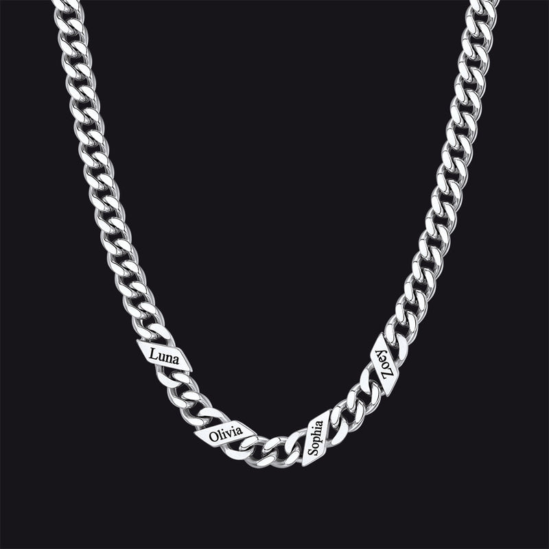 Customized Engraved Name Cuban Link Chain Necklace for , 7/9/12mm Width