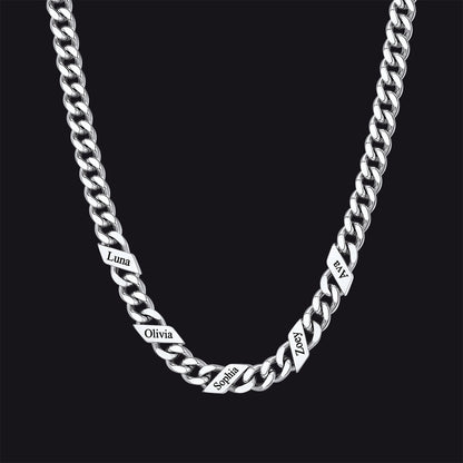 Customized Engraved Name Cuban Link Chain Necklace for , 7/9/12mm Width
