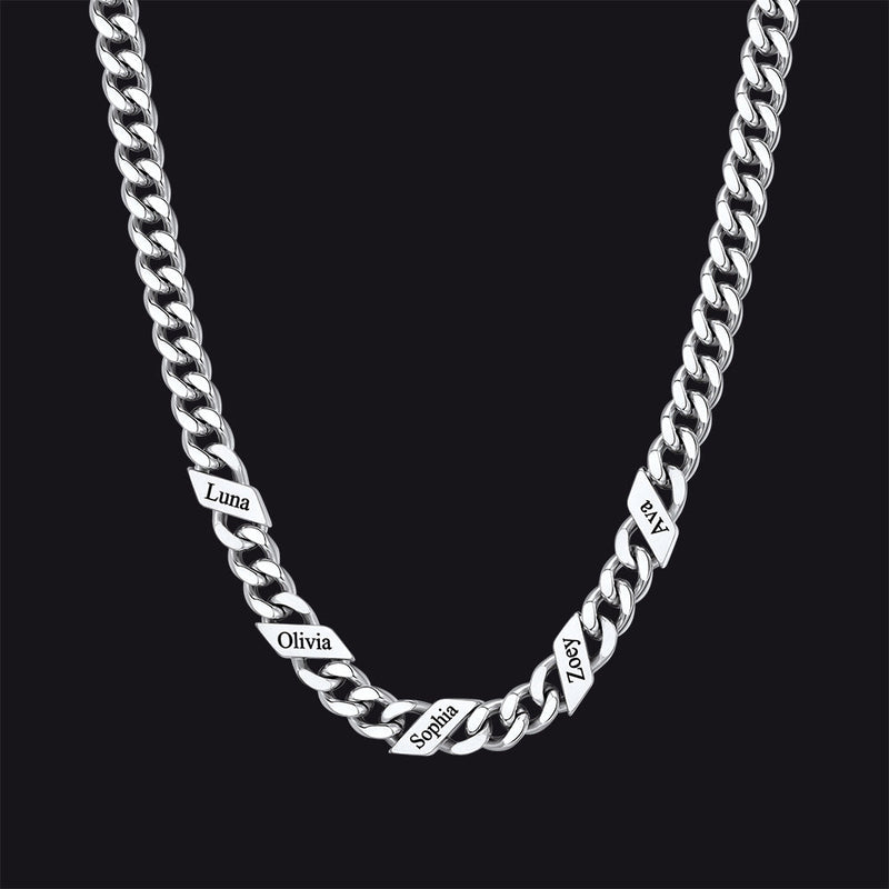 Customized Engraved Name Cuban Link Chain Necklace for , 7/9/12mm Width