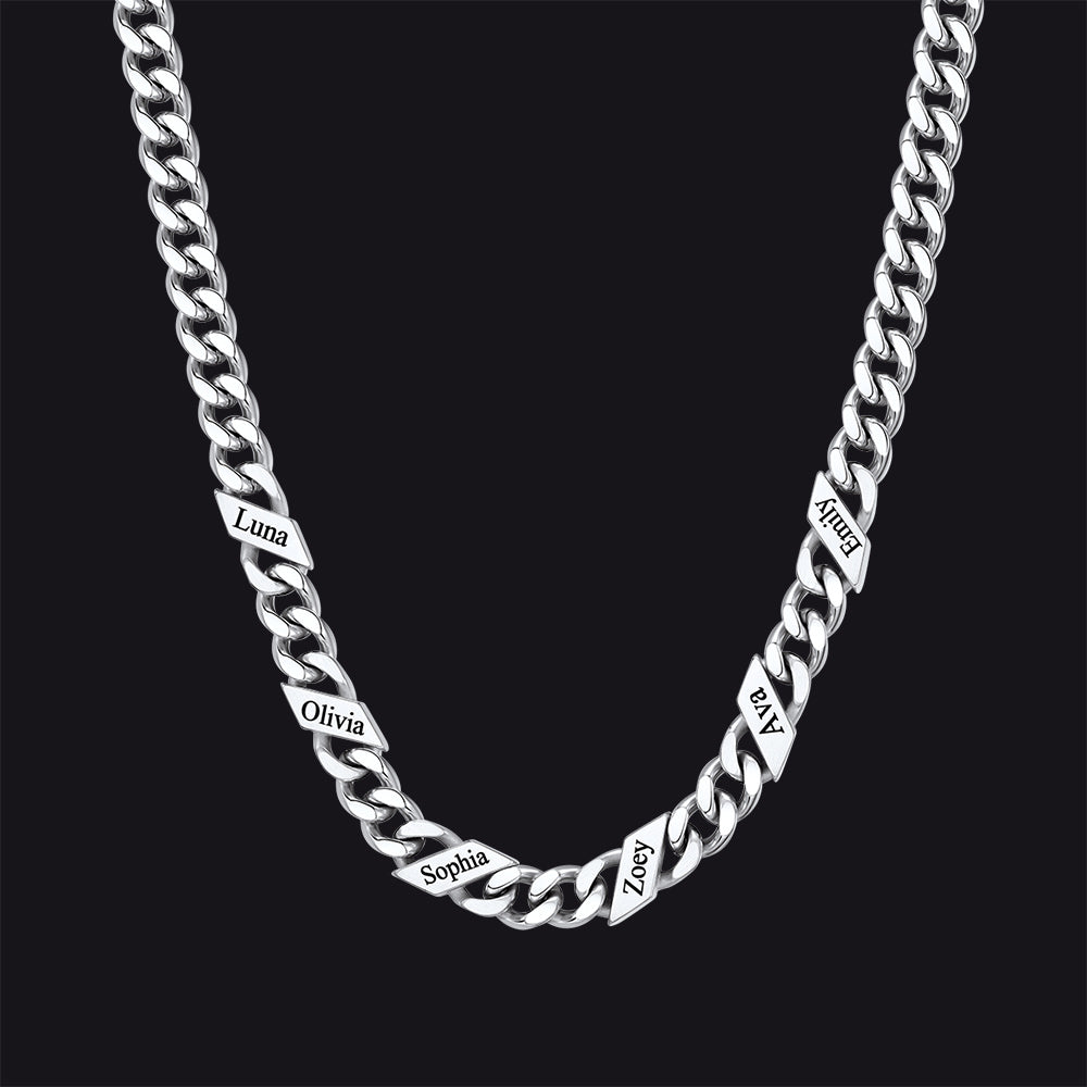 Customized Engraved Name Cuban Link Chain Necklace for , 7/9/12mm Width